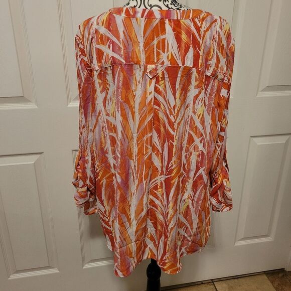 Zac & Rachel Button Sleeve Crepe Chiffon Blouse - Picture 7 of 10
